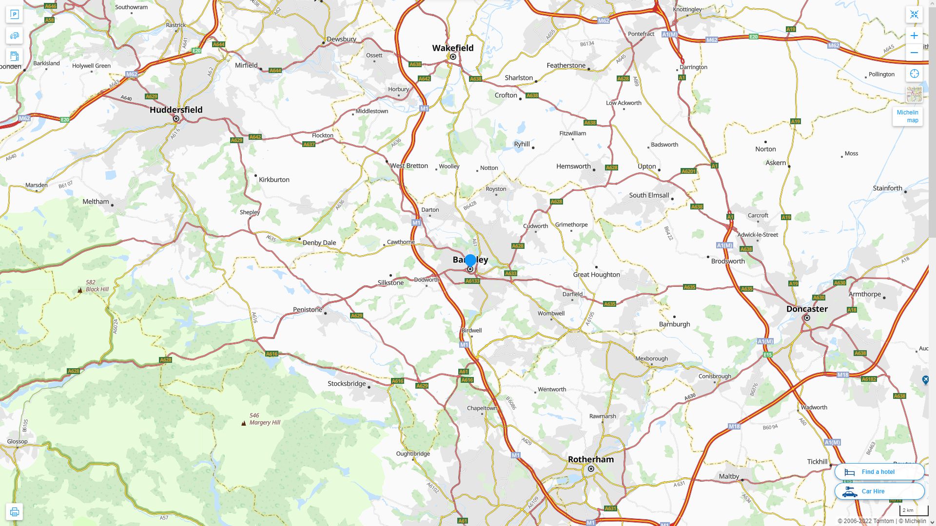 Barnsley Highway and Road Map